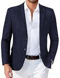 COOFANDY Men Blazer Two-Button Navy Blazers Jacket Casual Textured Suit Jackets, Navy Blue, L