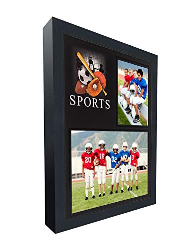 Country Art House Sports Theme Smooth Black Wood Frame And Dynamic Sports Graphic Fits Two Photos Measuring 3X5 & 7X5 Inches #TOP1