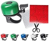 Mini Fahrradklingel Grün - inkl. 2 x Reflektoren - ideal für Kinder und Erwachsene - Klingel passend für die meisten Fahrräder