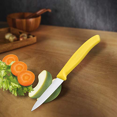 Image of Victorinox Swiss Made Stainless Steel Swiss Classic Paring Knife, Kitchen Tools, Kitchen Items, 8 cm Straight Edge, Yellow, 6.7606.L118