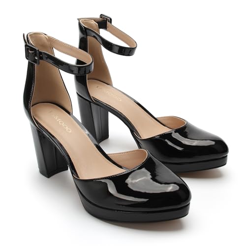 Women's Pumps, 3.2 Inch Low Closed Toe Heels,Chunky Heels for Women with Ankle Strap, Soft Dressy Shoes for Office,Wedding, Party - Image 5