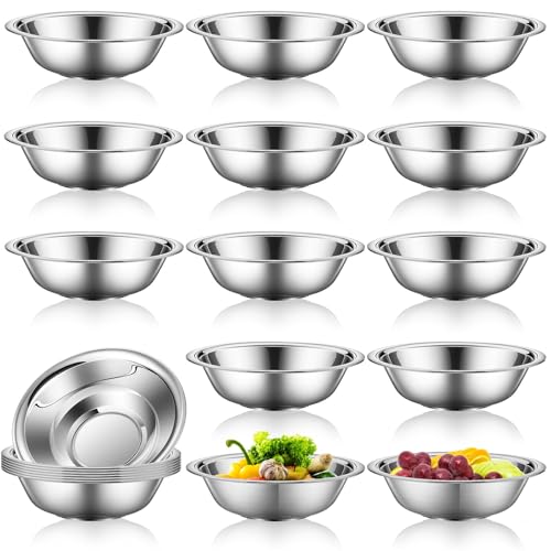Tioncy 20 Pack Small Stainless Steel Bowls 6.3 Inch Wide Prep Stainless Steel Mixing Bowls Set Metal Cat Dog Dishes for Kitchen Meal Prep Cooking Serving Baking