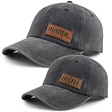 Mommy and Me Matching Outfits, Funny Mama and Mini Hats, 2PCS Mother Daughter Baseball Cap, Leather Patch Mom and Son Caps, Birthday Gifts for Mama Kids
