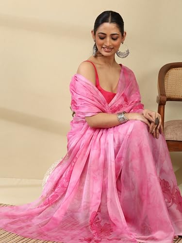 Image of Garden Vareli Floral Print Chiffon Saree