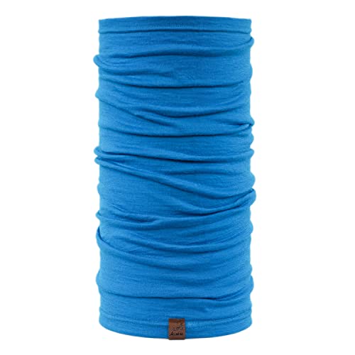 ACUSHLA Multifunktionstuch 100% MerinoWolle für Damen & Herren, mitteldick Schlauch-Schal oder Stirnband, Premium Schutz, Temperaturregulierend, Atmungsakti | Schal Merinowolle(Blau) Cover