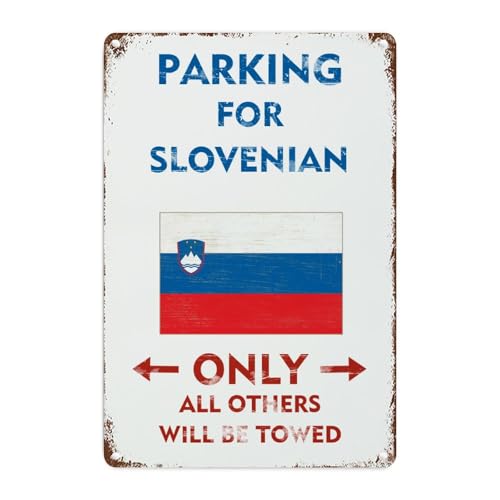 Cartel de metal de advertencia de calle de granja de 12 x 18 pulgadas para estacionamiento esloveno con texto en inglés 'Only All Others Will Be Towed', para interiores y exteriores, garaje, puerta