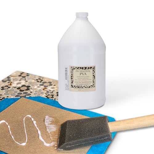 LINECO PH Neutral PVA Adhesive, Acid-Free, Water-Soluble, Dries Clear, Archival Quality Formula, for Bookbinding, Book Repair, Framing, Collages, Paper Art and Crafts - 1 Gallon