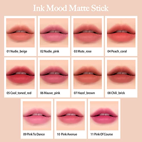 Peripera Ink Mood Matte Lipstick, Lightweight, Matte, Smooth, Hydrating, Lasting Color Payoff (10 Pink Avenue) #TOP2
