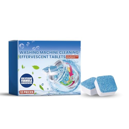 Washing Machine Cleaner Tablets Deep Cleaning & Descaling Tablets for HE Front & Top Load Washers Septic Safe Removes Hard Water & Odors (12 pcs)