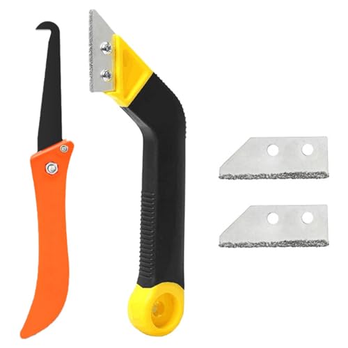 Grattoir à Joints,Grattoir Joint Carrelage,Grattoir a Dejointer Carrelage,Outil de Décapant à Coulis,Doutils de Nettoyage de Coulis de Grattoir,avec 2 Lames de Rechange,pour le Nettoyage de Carreaux