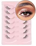 Onlyall Cat Eye Half Lashes Natural Look Wispy Corner False Eyelashes 3/4 Clear Band Lash Pack Fluffy 3D Curly 14MM C02