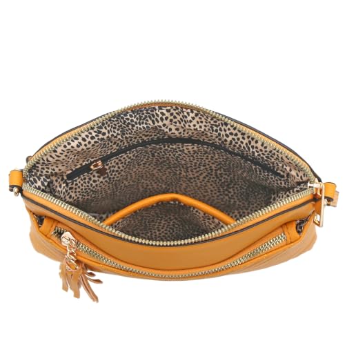 Image of FashionPuzzle Chevron Quilted Medium Crossbody Bag with Tassel Accent