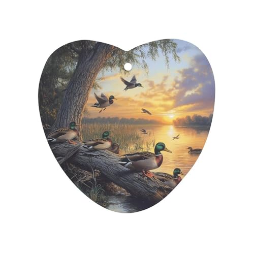 Mallard Ducks Lake Car Air Freshener Hanging Aromatherapy Tablets for Car Accessories Love form