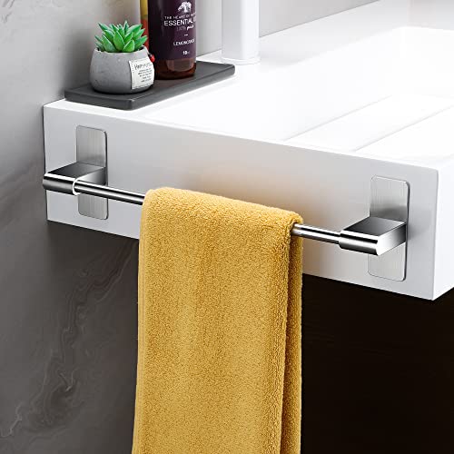 ALOCEO Porte Serviette Salle de Bain Auto-Adhésif Support Serviette Barre sans Percage Porte-Serviettes Mural en Acier Inoxydable 304 Argent, 39CM Cover