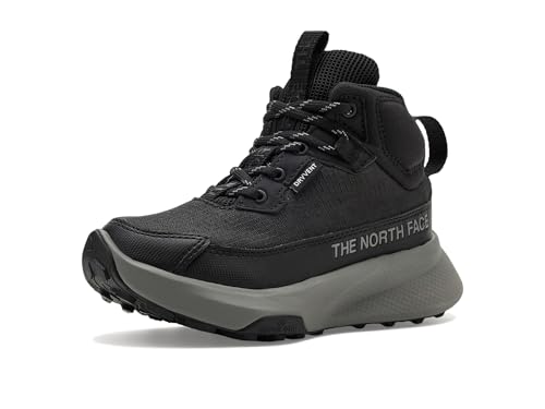 The North Face Teen Fastpack II Hiker Mid Waterproof Hiking Shoe - Highly Cushioned, Abrasion Resistant, TNF Black/Concrete, 4