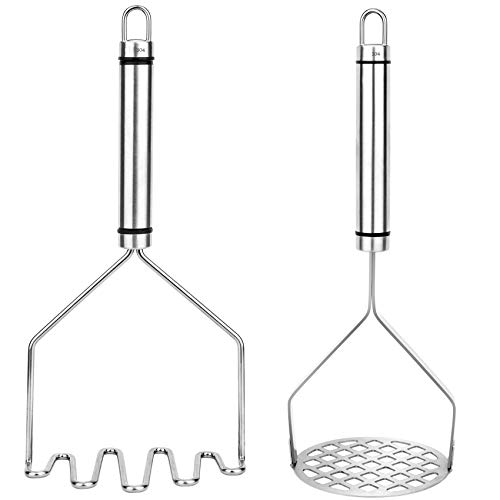 Potato Masher 2PCS Different Kind of Stainless Steel Bean Masher Great for Making Mashed Potato Guacamole Egg Salad and Banana Bread