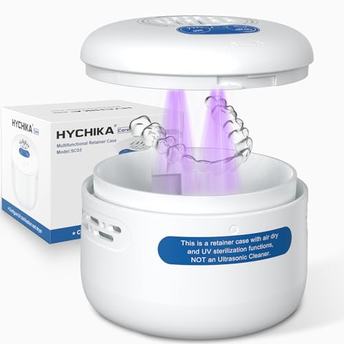 Estuche UV para Prótesis Dentales con Secado por Aire Forzado y Esterilización UV. Ideal para Retenedores, Dentaduras Postizas y Prótesis Dentales,(NO es una máquina de limpieza),Blancas