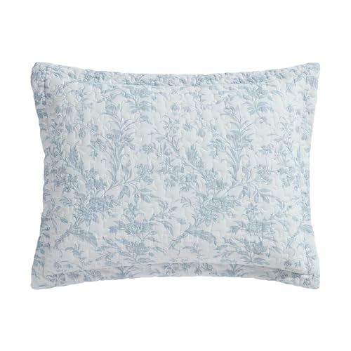 Image of Laura Ashley - Queen Quilt Set, Super Soft Bedding with Reversible Design, Medium Weight for Year Round Use, 3 Piece Bed Set with Matching Pillowcases (Amberley Pastel Blue)