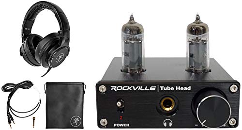 Audiosavings Bundle: Mackie MC-150 Closed-Back Studio Monitoring or DJ Headphones w/50mm Drivers Bundle with Rockville TubeHead Tube Headphone Amplifier Amp (2 Items)