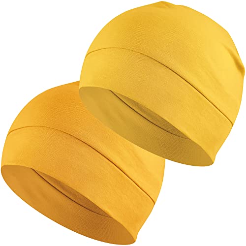 Image of Headshion Cotton Skull Caps for Men Women,2-Pack Lightweight Beanie Sleep Hats Breathable Helmet Liner