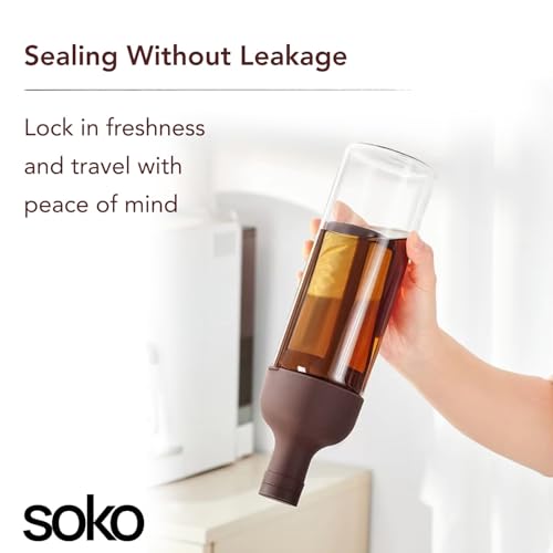 Image of Soko Cold Brew, Iced Coffee & Hot Tea Maker | Borosilicate Glass Bottle with Removable Mesh Filter | Airtight Seal Pot | Dishwasher Safe Kettle for Beverages Infuser - Kitchen, Office, Cafe - White