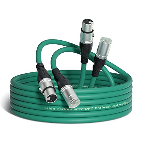 NUOSIYA Cable XLR, 2 paquetes de cable de audio para micrófono XLR macho a hembra, 10 m (verde) Cover