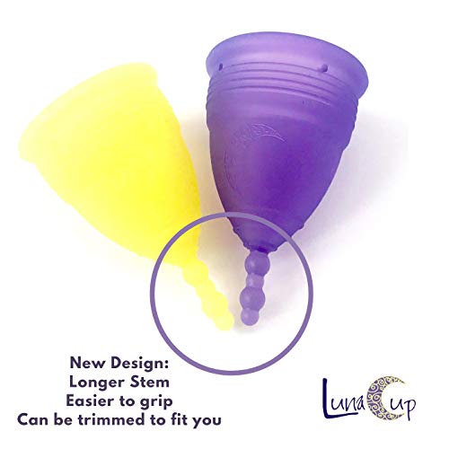 Luna Menstrual Cup Set Of 2-1 Large 1 Small Period Cup High Quality, Comfortable & Best Alternative For Collecting Menstruation Flow With Storage Bags (S&L Cups) #TOP2