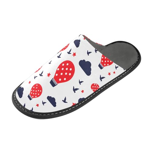 Hot Air Balloon Bird Fuzzy Slippers Soft Home Bedroom Slippers for Women Men House Shoes