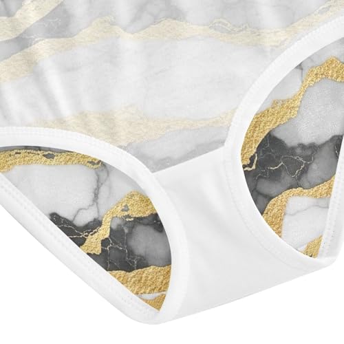 Girl Underwear, Black White Marble Toddler Panties, Cotton Girls Underwear, 2T–8 Years4