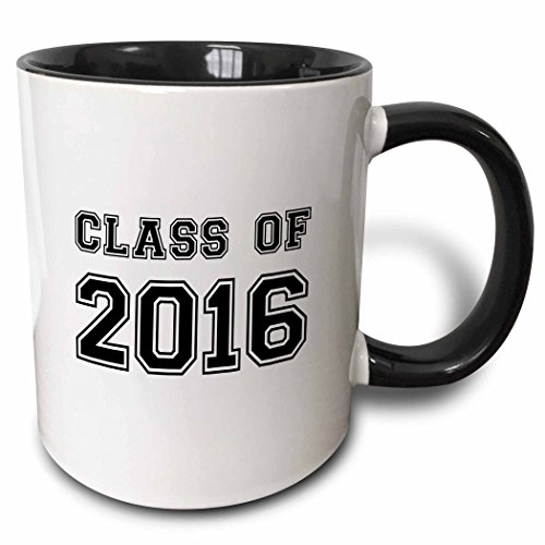 3dRose InspirationzStore Typography - Class of 2016 - Graduation gift - graduate graduating high school university or college grad black - 11oz Two-Tone Black Mug (mug_162667_4)