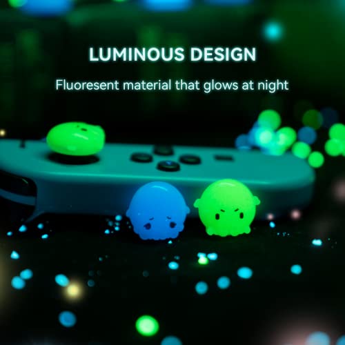 GeekShare Cute Luminous Silicone Joy Con Thumb Grip Caps, Joystick Cover Compatible with Switch/OLED/Switch Lite, 4PCS