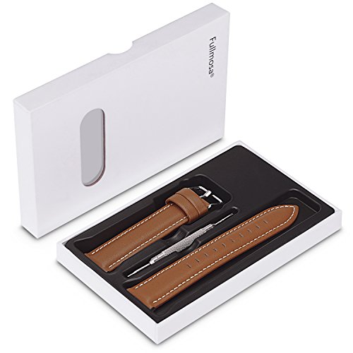 Fullmosa Watch Band, Quick Release Leather Watch Strap for Men Women, Replacement Bands Width 14mm 16mm 18mm 19mm 20mm 21mm 22mm 24mm