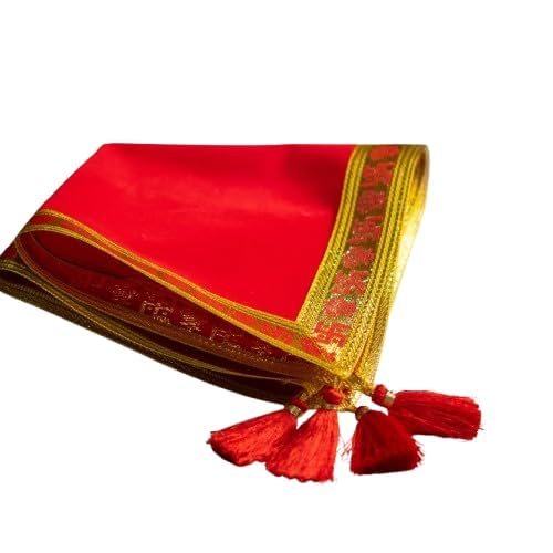 REMZ Premium Red Velvet Plain Pooja Aasan Cloth| Chowki Aasan Kapda|Altar Cloth with swastik Golden Border I Pooja Aasan for Mandir, Temple Altar Cloth Navratrii Poojan pack of 2| Navratri-picture-29