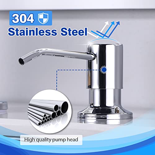Wewe Chrome Soap Dispenser For Kitchen Sink, Wewe Kitchen Sink Soap Dispenser Built In For Counter Top Refillable Under Sink In Sink Soap Dispenser Stainless Steel Polished Chrome thumb #4