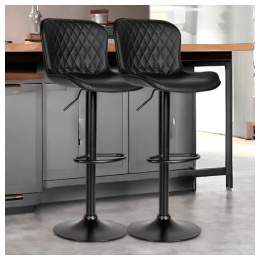 Kit 02 Banquetas Cozinha Americana Bar Balcão Giratória Alta Couro Sintetico Escosto Costura Diamantada (Preto)