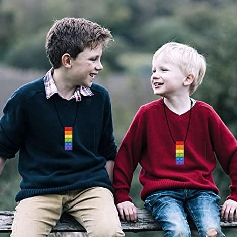 Seeway Chew Necklace, Sensory Chew Necklace for Kids Toddlers with Autism ADHD, Oral Motor Chewy Teether, Food Grade Silicone Teether Toys for Autistic Chewers(2 Pack)