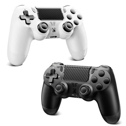 Suoxiom Wireless Controller für PS-4,Game Controller Kompatibel mit PS-4/Slim/Pro,Bluetooth Gamepad Joystick mit Dual Vibration/Touch Panel,6-Achsen Gyro Sensor, Schwarz (black+white)