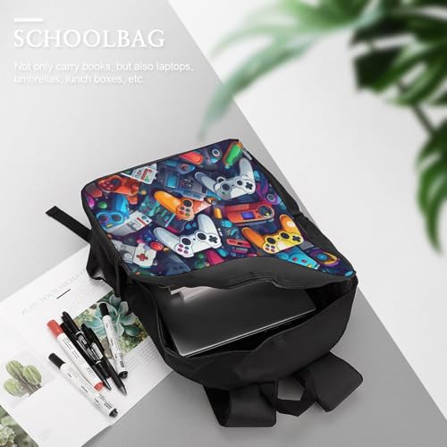 Sac à dos école manettes de jeu imprimé 3D cartable garçon collège 43cm