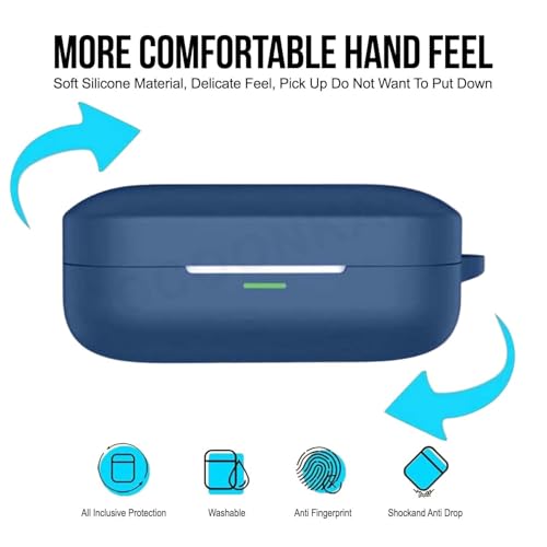 Image of Soft Silicone Case Cover for Realme Buds Air 7 | 7 Pro (Lanyard, Blue)