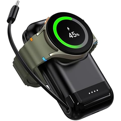 Portable Watch Charger, 6000mAh Watch Charger for Galaxy Watch 7/Ultra/6/6 Classic/5 Pro/5/4 Classic/4/3/Active 2, 2 in 1 Phone and Watch Charger for Galaxy S24 Ultra/S24+/Z Fold6/Z Flip6/S23 Ultra Cover