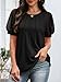 ATHMILE Womens Summer Tops Pleated Crew Neck T Shirts Swiss Dot Puff Sleeve Loose Casual Blouses Trendy Date Outfits Black
