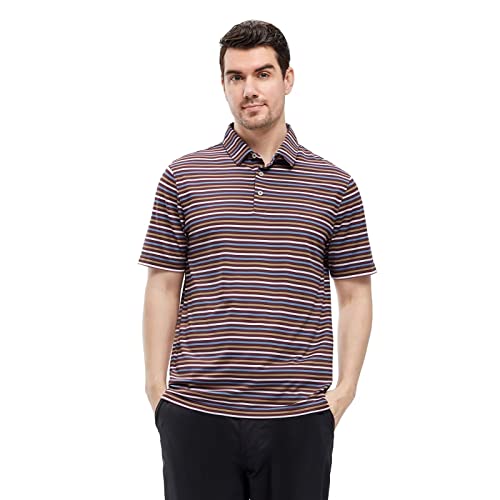 Golf Shirts For Men Short Sleeve Dry Fit Performance Multicolored Striped Pique Men’s Collared Polo Shirts #TOP1