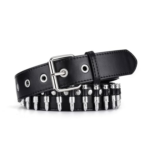 Unisex Studded Faux Leather Belt Punk Rock Style Faux Metal Bullet Rivet Belts for Women/Men Grommet Gothic Belt