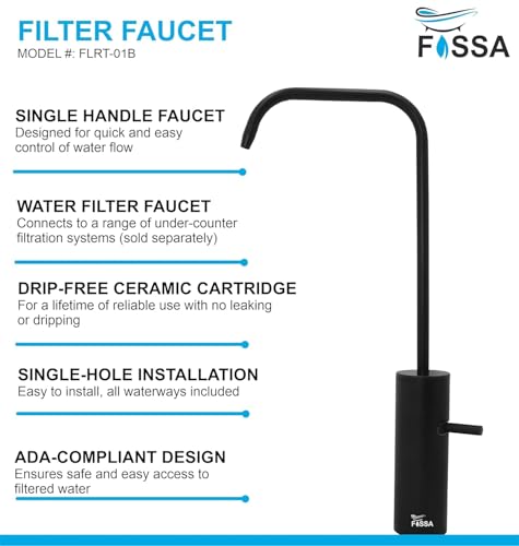 Image of Fossa RO Tap Stainless Steel Water Filter Faucet for Kitchen Sink | Lead-Free, Rust-Resistant, 360 Swivel Spout, Single Lever, Ceramic Cartridge - Black (Matte Finish)