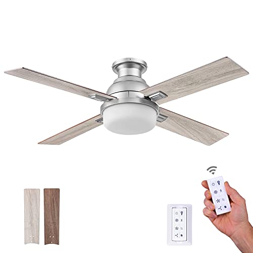 Prominence Home Kyrra, 52 Inch Contemporary Indoor Semi Flush Mount Led Ceiling Fan With Light, Remote Control, Dual Finish Blades, Reversible Motor - 51681-01 (Pewter) #TOP1