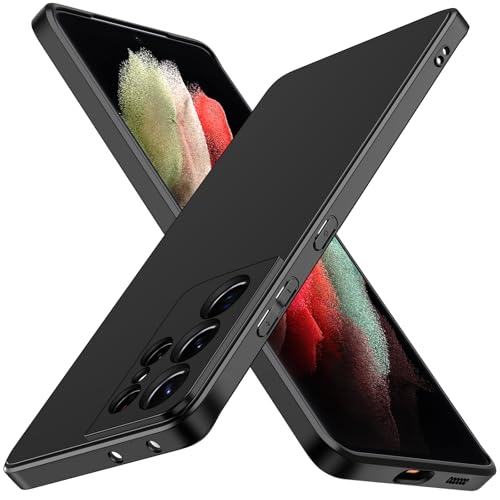 iVoler Cover in Silicone per Samsung Galaxy S21 Ultra 5G con Protezione Della Fotocamera, Ultra Sottile Custodia in TPU Morbida Anti-Graffio Antiurto Protettiva Case, Nero