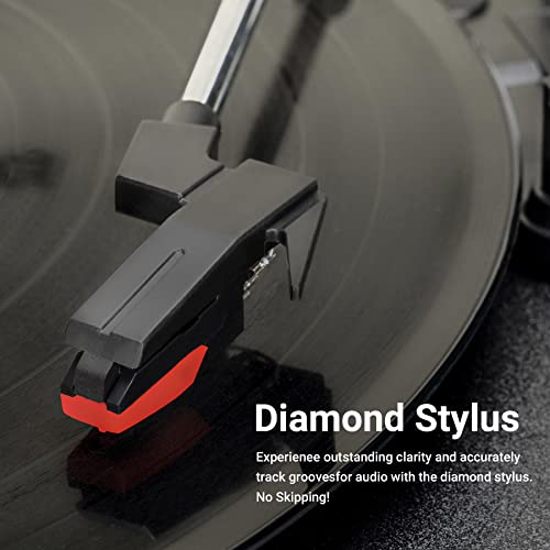 ByronStatics Reprodutor de discos de vinil, toca-discos de 3 velocidades com 2 alto-falantes estéreo
