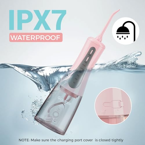 Image of 2026 New 350ML Water Dental Flosser Teeth Pick with Bag, 5 Modes Portable Cordless Oral Irrigator Cleaner, Electric Rechargeable IPX7 Waterproof for Home Travel Teeth Cleaning Flossing (Pink)