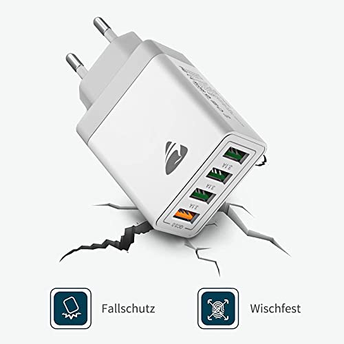 4-Port USB Schnellladegerät für iPhone und Samsung Geräte
