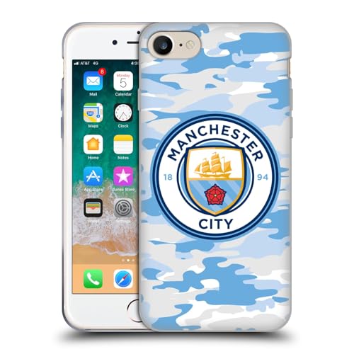 Head Case Designs Officially Licensed Manchester City Man City FC Light Blue Moon Badge Camou Soft Gel Case Compatible with Apple iPhone 7/8 / SE 2020 & 2022